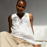 Azure Organic Cotton Poplin Top in White