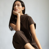 Cedar Organic Cotton Poplin Trouser in Cacao