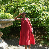 Imogen-May Cotton Linen Dress in Scarlet