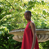 Imogen-May Cotton Linen Dress in Scarlet