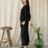 Ivy Organic Cotton Cheesecloth Top in Black