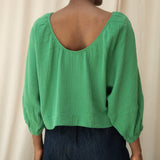 Ivy Organic Cotton Cheesecloth Top in Palm Green