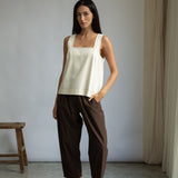 Jess-Leigh Organic Cotton Denim Vest in Ecru