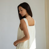 Jess-Leigh Organic Cotton Denim Vest in Ecru