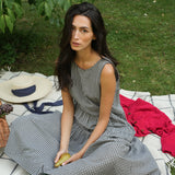 Kyra-Cay Organic Cotton Double Gauze Dress in Monochrome Gingham