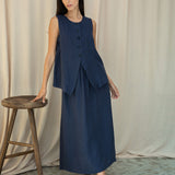 Lyla-May Linen Skirt in Midnight