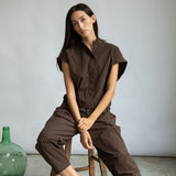 Nancy Organic Cotton Jersey and Poplin Shirt in Cacao
