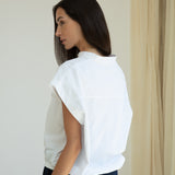 Nancy Organic Cotton Jersey and Poplin Shirt in White