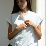 Nancy Organic Cotton Jersey and Poplin Shirt in White