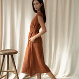 Ottillie-May Linen Dress in Russet