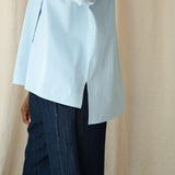 Reese Organic Cotton Jersey and Poplin Shirt in Powder Blue