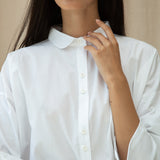 Reese Organic Cotton Jersey and Poplin Shirt in White
