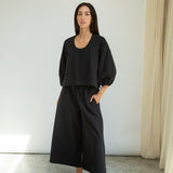 Renee Organic Cotton Poplin Top in Black