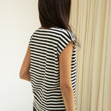 Tamsin-Sue Organic Cotton Jersey Stripe Top in Black & White Stripe