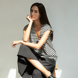 Tamsin-Sue Organic Cotton Jersey Stripe Top in Black & White Stripe