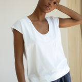 Tamsin Organic Cotton Jersey Top in White