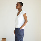 Tamsin Organic Cotton Jersey Top in White