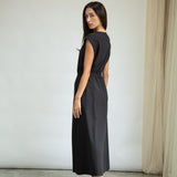 Tanya Organic Cotton Jersey and Poplin Dress in Black