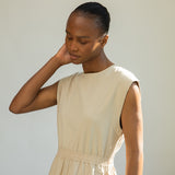 Tanya Organic Cotton Jersey and Poplin Dress in Sand
