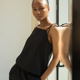 Toni-May Cotton Linen Vest in Black