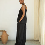 Zoya-May Cotton Linen Trousers in Black