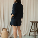 Ameera Organic Cotton Cheesecloth Shirt in Black