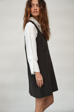 Willow Organic Cotton Corduroy Dress in Charcoal