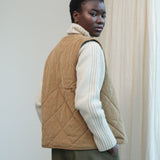 Benji Organic Cotton Denim and Corduroy Gilet in Mid Blue & Hazelnut