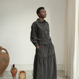 Cecilia Organic Cotton Corduroy Skirt in Charcoal