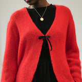 Evelyn Mohair Knitted Cardigan in Tomato