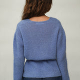 Evelyn Mohair Knitted Cardigan in Cornflower Blue