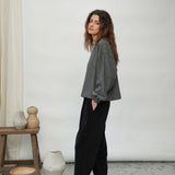 Hazel-Cay Recycled Cotton Blend Blouse in Grey Gingham