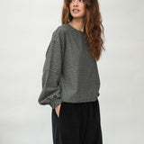 Hazel-Cay Recycled Cotton Blend Blouse in Grey Gingham