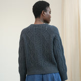 Kelly Lambswool Knitted Jumper in Navy Marl