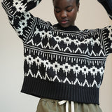 Leo-Sue Organic Cotton Knitted Jumper in Black Fair Isle