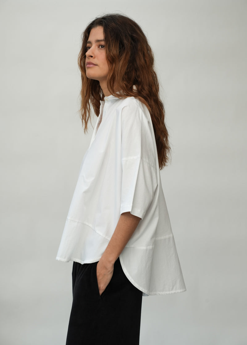 Lissie Organic Cotton Poplin and Jersey Shirt in White