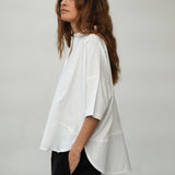 Lissie Organic Cotton Poplin and Jersey Shirt in White
