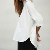Lissie Organic Cotton Poplin and Jersey Shirt in White