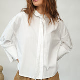 Luna Organic Cotton Poplin and Jersey Shirt in White