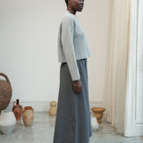 Mazu-Cay Recycled Cotton Blend Trousers in Grey Gingham