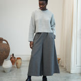 Mazu-Cay Recycled Cotton Blend Trousers in Grey Gingham