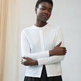Maisy Organic Cotton Poplin and Jersey Shirt in White