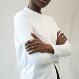 Maisy Organic Cotton Poplin and Jersey Shirt in White