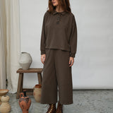 Nicky Organic Cotton Felpe Trousers in Brown Marl