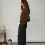 Orla Organic Cotton Corduroy Trousers in Charcoal