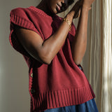 Piper Organic Cotton Knitted Vest in Bordeaux