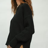 Emmy Organic Cotton Knitted Jumper in Black