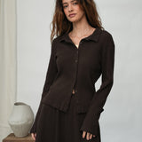 Victoria-Rae Organic Cotton Rib Shirt in Cacao