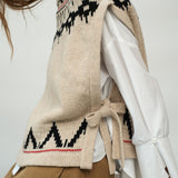 Kanon-Sue Recycled Wool Knitted Vest in Cream Marl Fairisle