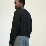 Sian Organic Cotton Knitted Cardigan in Black